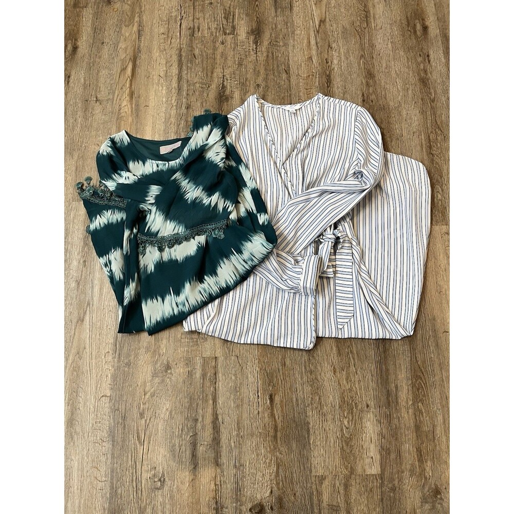 Time and Tru Striped Wrap Dress & Pretty Angel Tie Dye Lace Trim Dress Size M